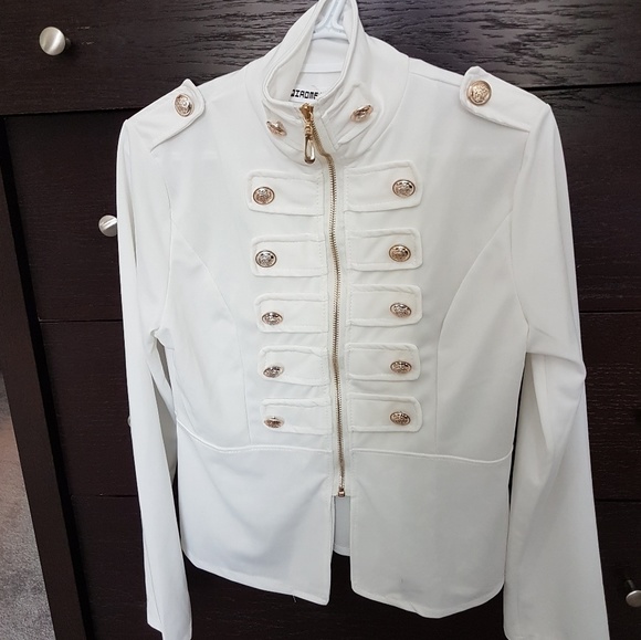 Sheer Off White Jacket Blazer Blouse Top Zipup Lar - Picture 1 of 5